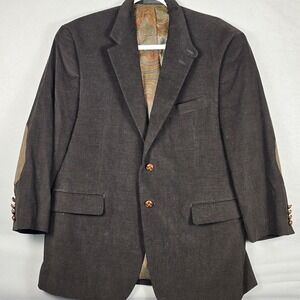 Lauren Ralph Lauren Blazer  40S Black Corduroy Paisley‎ Lined Sport Coat Patches